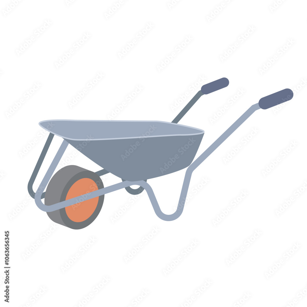 Building wheelbarrow in flat design. Empty carriage at construction site. Vector illustration isolated. Building wheelbarrow in flat design. Empty carriage at construction site. Vector illustration isolated.