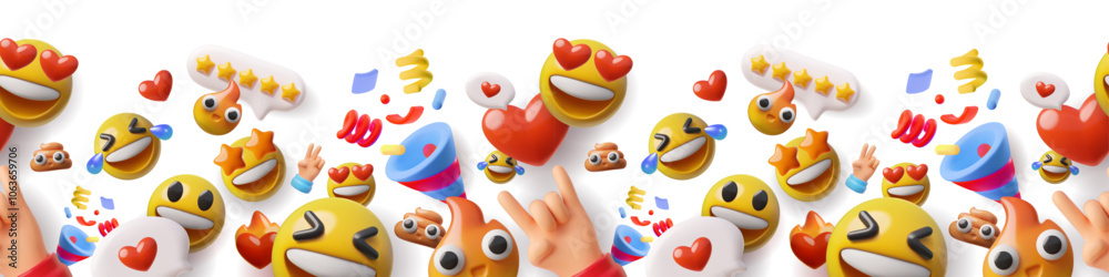 Obraz premium 3d emoji. Horizontal banner.