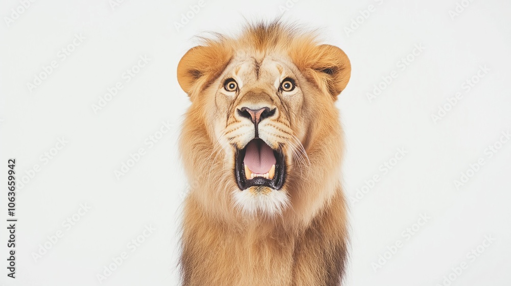 Fototapeta premium Joyful Surprised Lion Portrait