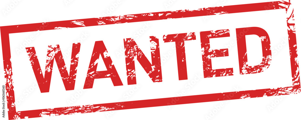 Red rubber stamp wanted seal with frame Red rubber stamp wanted seal with frame