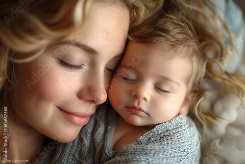 selective focus of happy young mother hugging adorable baby at home