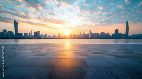 City Skyline Sunset Backgro...