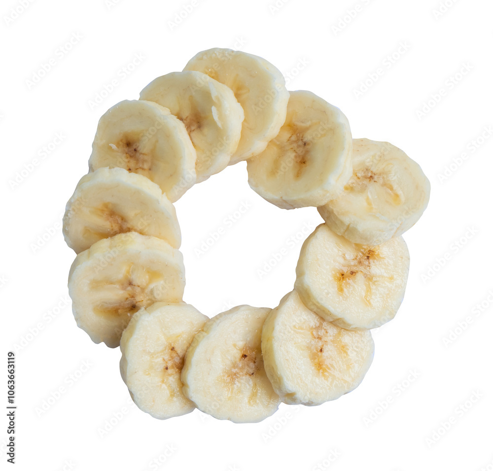 banana slices form isolated circular circles banana slices form isolated circular circles