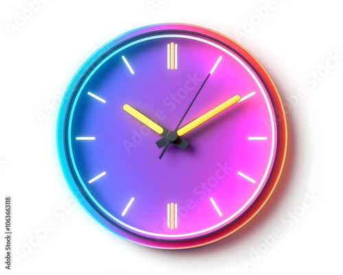 Minimalist Futuristic Clock Icon with Glowing Hands Symbolizing Time Management and Productivity