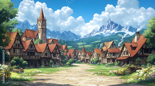 Medieval Village Illustrati...