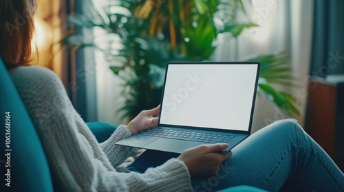 The Woman with Laptop Screen