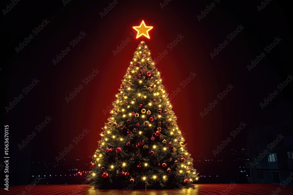 Illuminated Christmas Tree with Star on Top Illuminated Christmas Tree with Star on Top