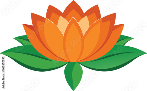 Vibrant Orange Lotus Flower Illustration – Colorful Nature-Inspired Floral Design