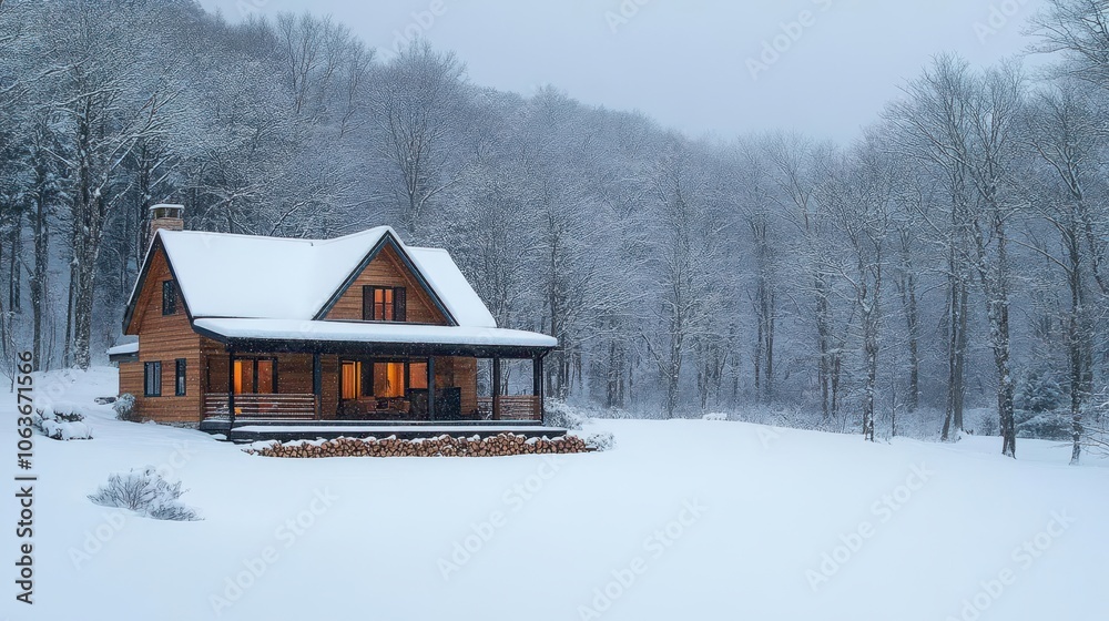 modern scandinavianstyle house blanketed in snow with firewood stacked in the yard the scene captures the essence of winter aesthetics and cozy living in a minimalist design modern scandinavianstyle house blanketed in snow with firewood stacked in the yard the scene captures the essence of winter aesthetics and cozy living in a minimalist design
