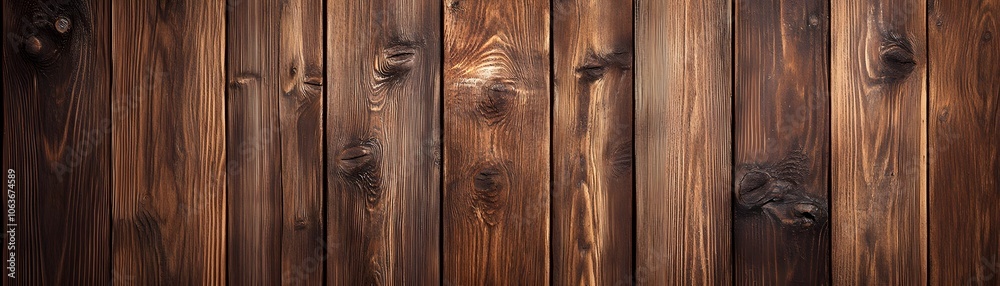 Dark Brown Wooden Planks with Knots and Grain Patterns Dark Brown Wooden Planks with Knots and Grain Patterns
