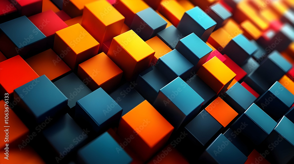 Abstract 3D Background with Colorful Cubes Abstract 3D Background with Colorful Cubes