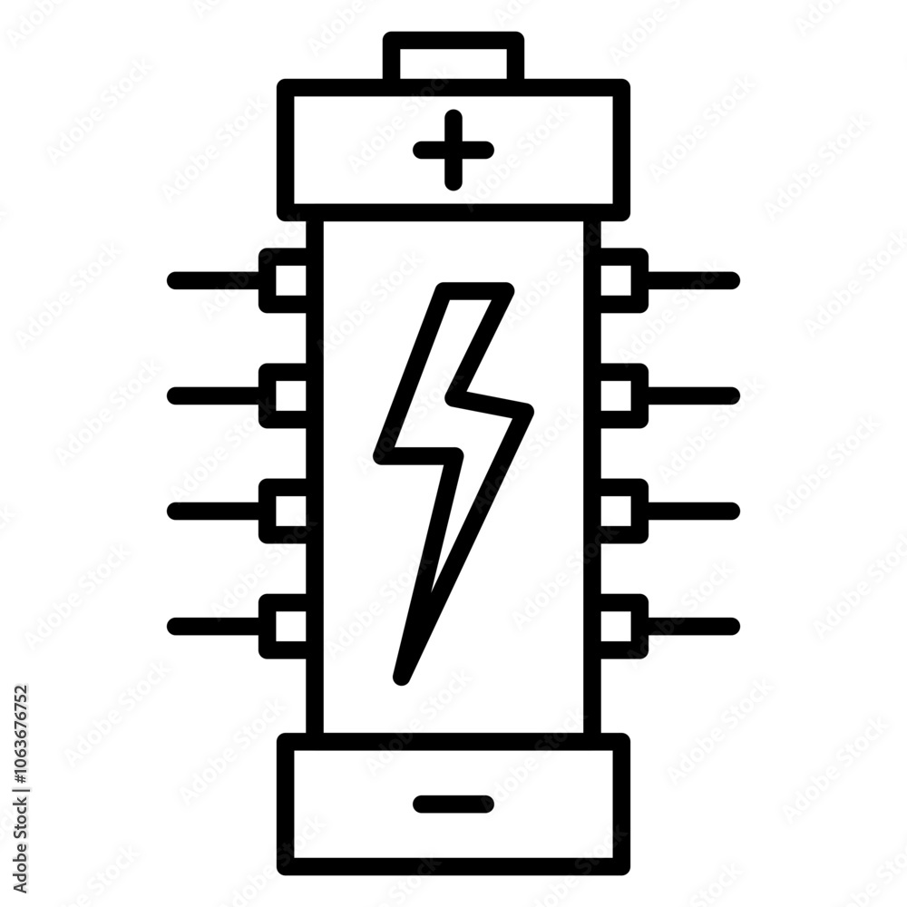 Battery icon, outline vector illustration Battery icon, outline vector illustration