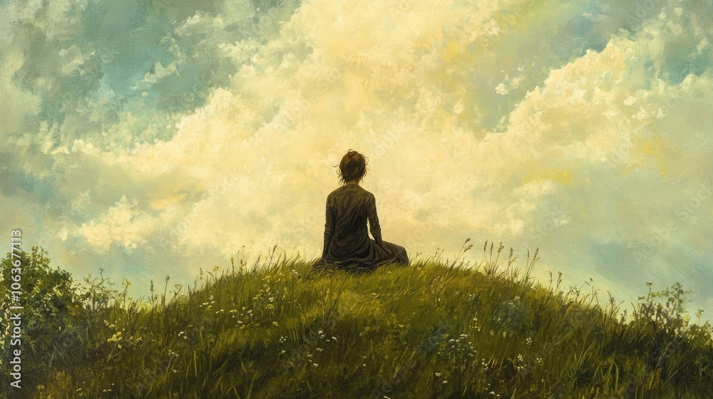Skyward Solitude: A Woman's Contemplation from Atop the Hill Skyward Solitude: A Woman's Contemplation from Atop the Hill