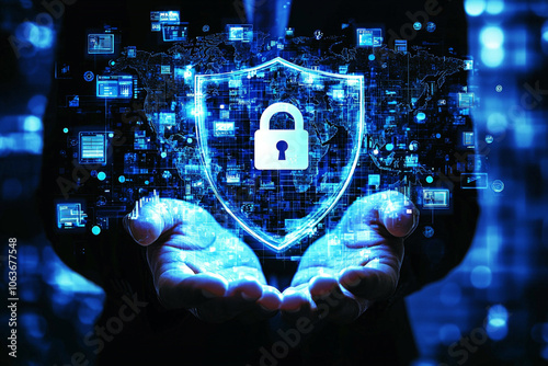 Digital Shield Symbolizing Cybersecurity