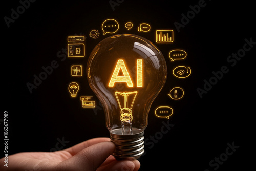 Illuminated AI Concept in Light Bulb