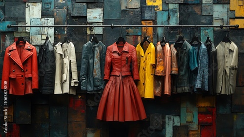 Fashion-forward mall with unique artistic clothing display photos