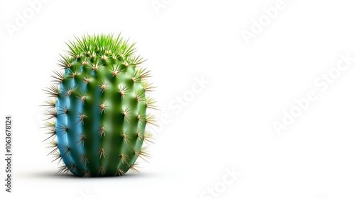 Cactus with Blue and Green Colors: A single, vibrant cactus with blue and green hues stands out against a white background.