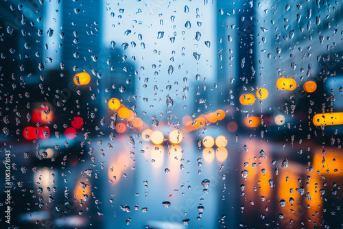 Rainy Cityscape Through a Window photo