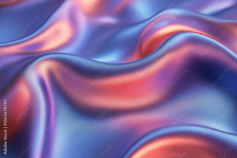 Obraz premium The intricate texture of high quality silk fabric shines in various iridescent shades, capturing the play of light. This macro detail emphasizes the softness and luxurious appeal perfect for upholster