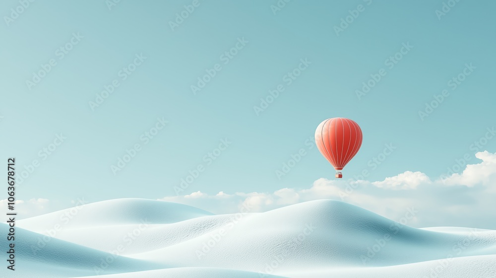 Obraz premium Vibrant Hot Air Balloon Ascending in Clear Sky