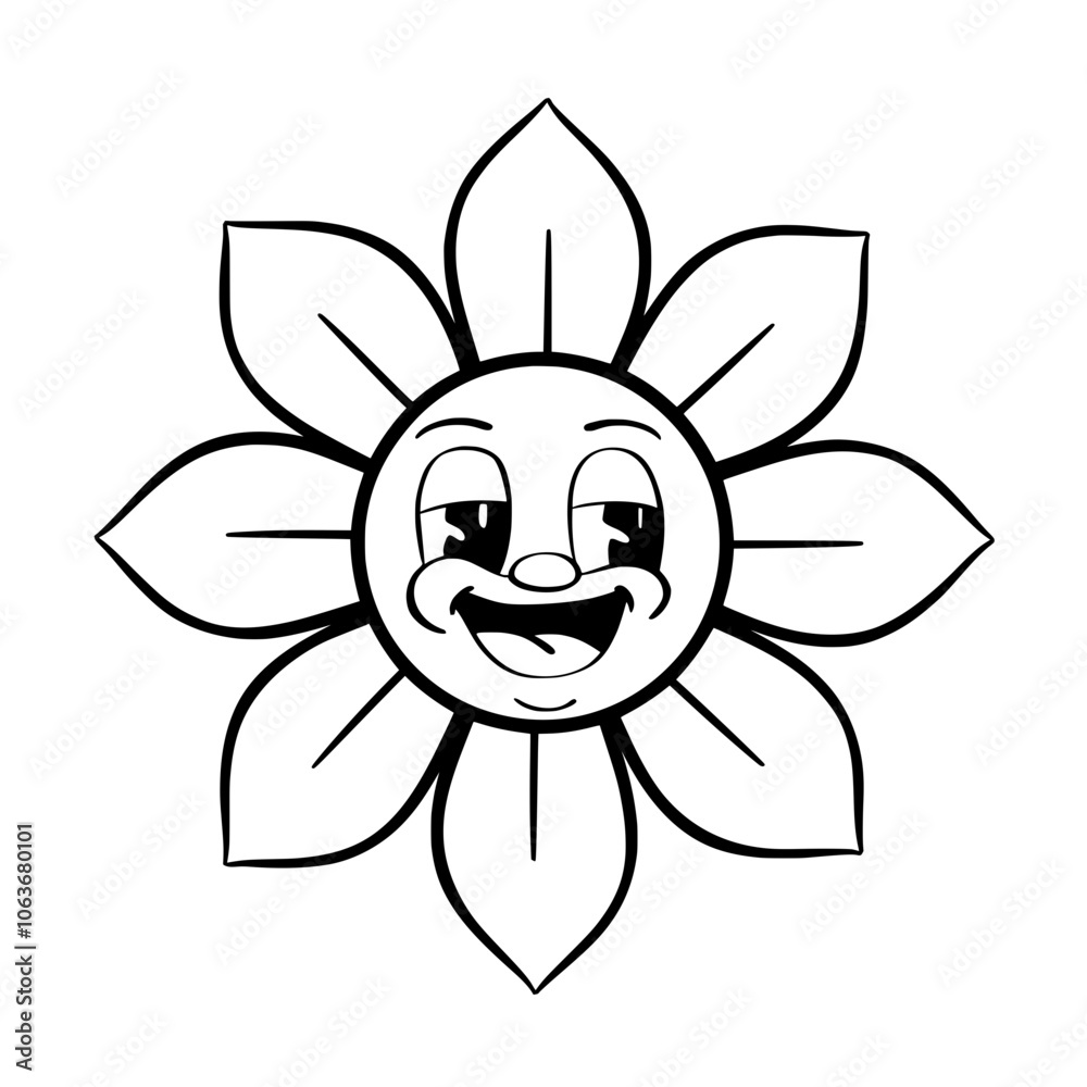 Fototapeta premium Emotion Groovy hippie outline