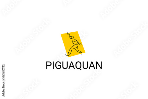 Piguaquan (chop-hanging fist) sport vector line icon. sportsman, fighting stance. sport pictogram illustration.