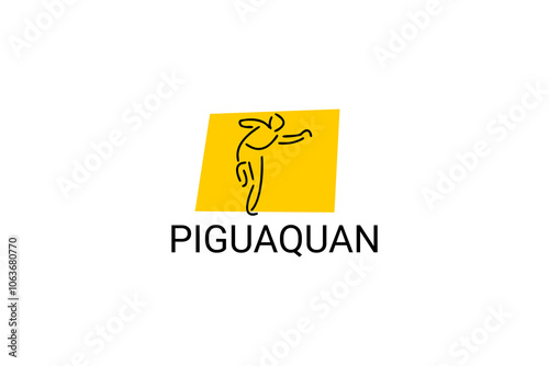 Piguaquan (chop-hanging fist) sport vector line icon. sportsman, fighting stance. sport pictogram illustration.