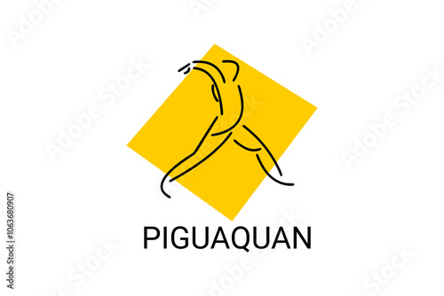Piguaquan (chop-hanging fist) sport vector line icon. sportsman, fighting stance. sport pictogram illustration.