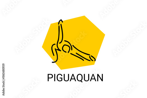 Piguaquan (chop-hanging fist) sport vector line icon. sportsman, fighting stance. sport pictogram illustration.