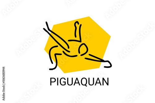 Piguaquan (chop-hanging fist) sport vector line icon. sportsman, fighting stance. sport pictogram illustration.