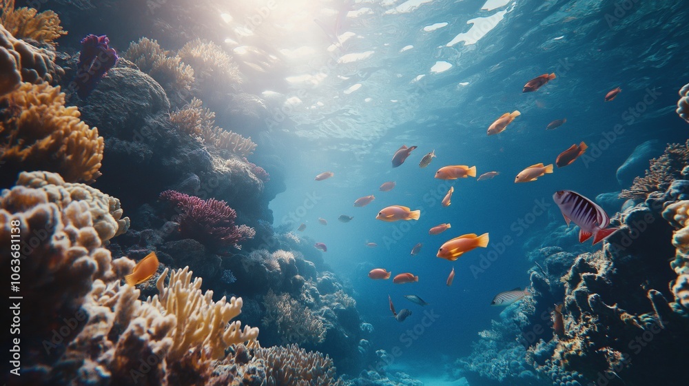 Obraz premium Underwater Coral Reef Scene