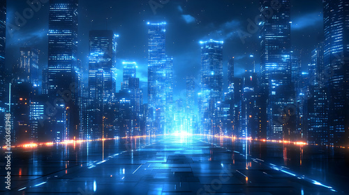 Wallpaper Mural Futuristic Cityscape 3D Illustration Torontodigital.ca