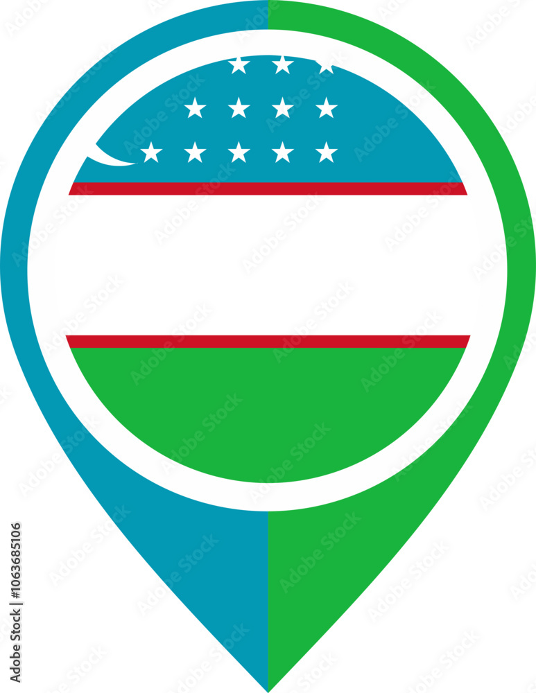 Map Icon Inside Uzbekistan Flag Map Icon Inside Uzbekistan Flag