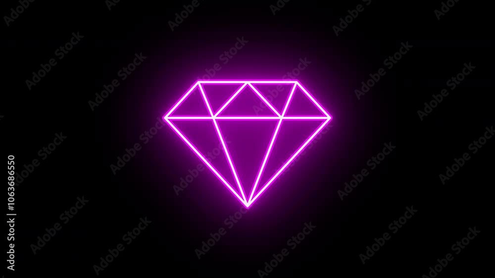 Neon gemstone icon animation, slow blink. Glowing neon diamond, looped slow flashing animation. Gem, brilliant stone, royal treasure, jewel, premium and luxury, rich. Purple, red, pink colors Neon gemstone icon animation, slow blink. Glowing neon diamond, looped slow flashing animation. Gem, brilliant stone, royal treasure, jewel, premium and luxury, rich. Purple, red, pink colors