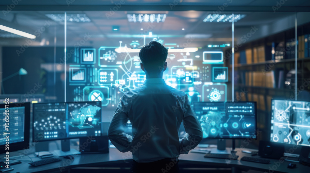 An office embracing digital transformation, with AI-powered tools, cloud storage, and digital collaboration platforms enhancing productivity. An office embracing digital transformation, with AI-powered tools, cloud storage, and digital collaboration platforms enhancing productivity.
