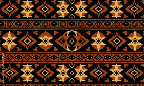 A bold tribal pattern with repeating shapes inspired by African textile art