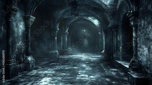 Dark Stone Hallway Background