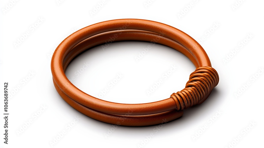 Leather Wrap Bracelet: A single, close-up image of a stylish, hand-crafted leather wrap bracelet with a unique twist clasp, showcasing its rich brown hue and intricate design. Leather Wrap Bracelet: A single, close-up image of a stylish, hand-crafted leather wrap bracelet with a unique twist clasp, showcasing its rich brown hue and intricate design.