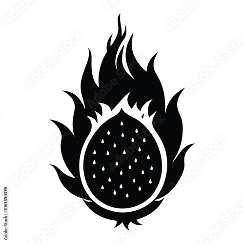  dragonfruit silhouette vector icon for an exotic fruit design