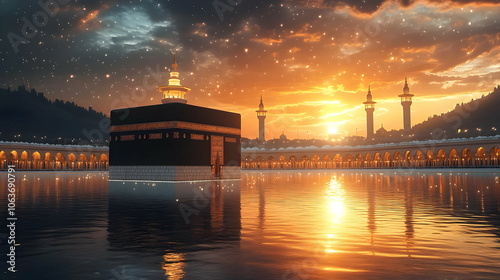 Sunset at the Kaaba Mosque ...