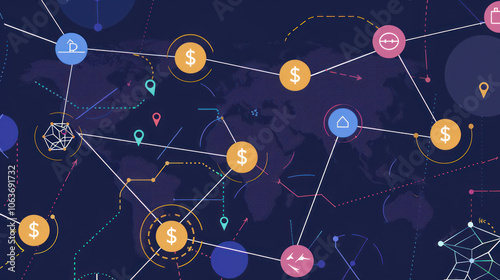 A visual of global banking networks connecting international clients with seamless currency exchanges, international transfers, and global account management.