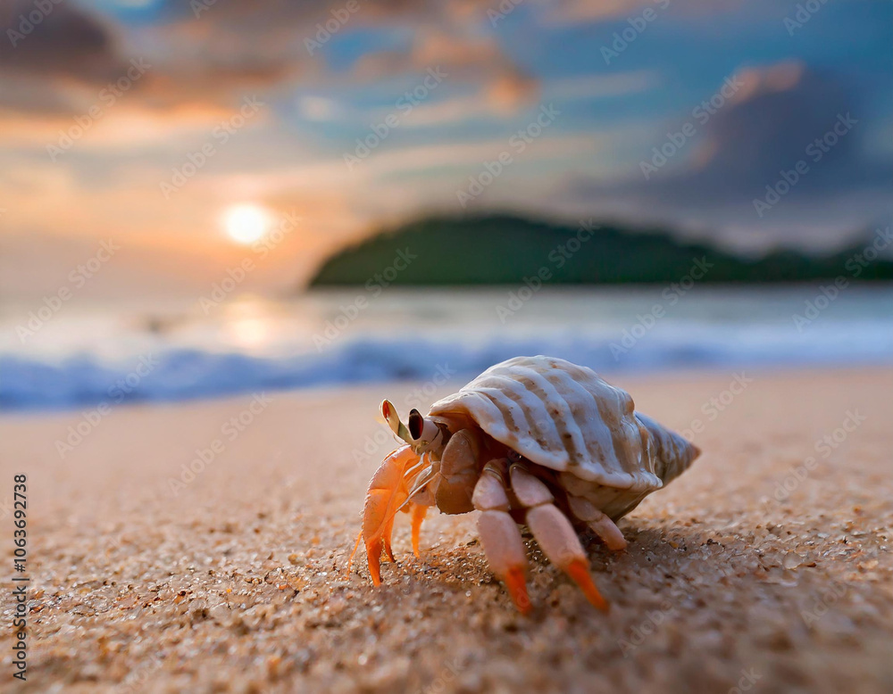 Hermit crab close up on the beach Hermit crab close up on the beach