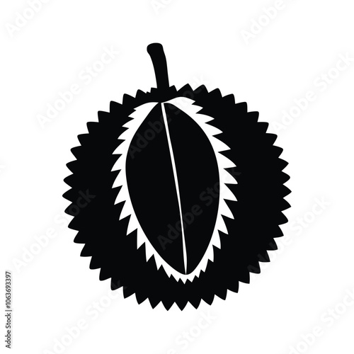 exotic durian fruit silhouette icon for healthy food and design