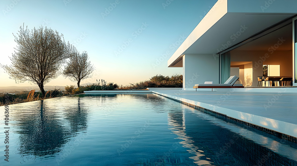 Obraz premium Modern Minimalist Swimming Pool Design with Trees