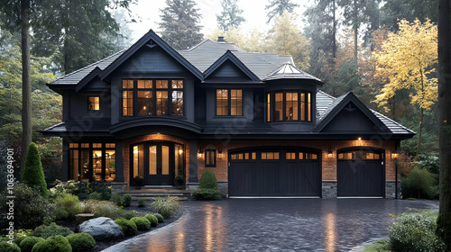 Black Exterior House with B...