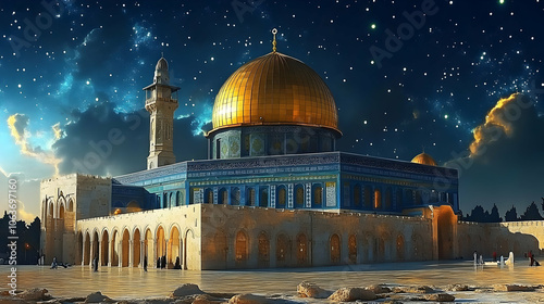 Mosque Illustration with Go...
