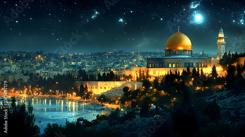 Night View of a City with a...