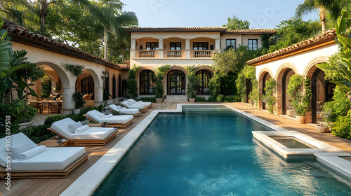 Wallpaper Mural Luxury Poolside Patio with Palm Trees -  Photo Torontodigital.ca