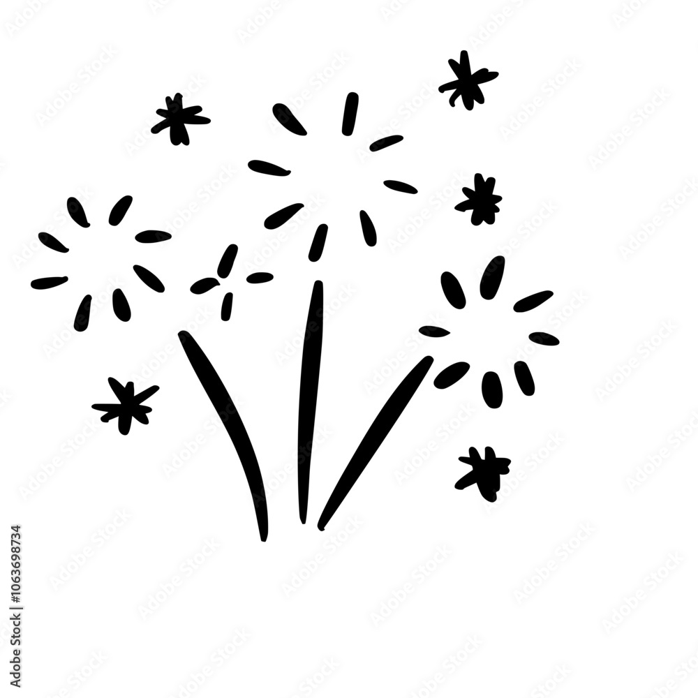 Naklejka premium Hand drawn fireworks doodle outline