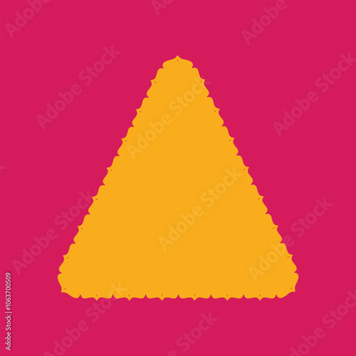 Vibrant Triangle Decorative Frame with Yellow-Orange Floral Design on Pink Background, Abstract vector art is ideal for use in festive banners, social media posts, invitations, etc	